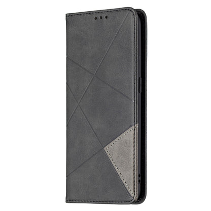 For Oppo Reno5 4G/Reno5 5G/Reno5 K/Find X3 Lite Anti-Drop Rhombus-Like Imprinting Magnetic Absorption Leather Stand Case Shell with Card Holder Design