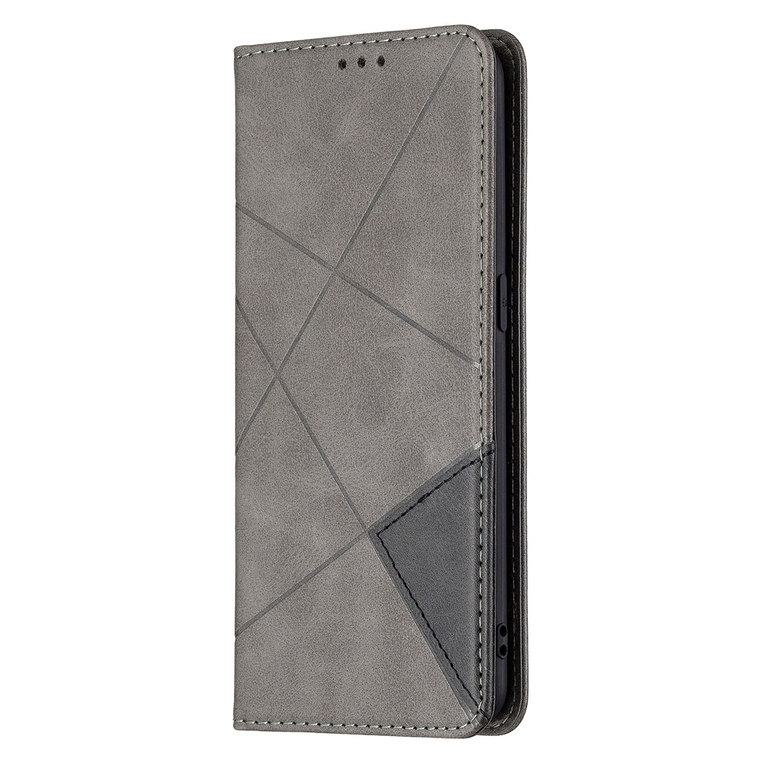 For Oppo Reno5 4G/Reno5 5G/Reno5 K/Find X3 Lite Anti-Drop Rhombus-Like Imprinting Magnetic Absorption Leather Stand Case Shell with Card Holder Design