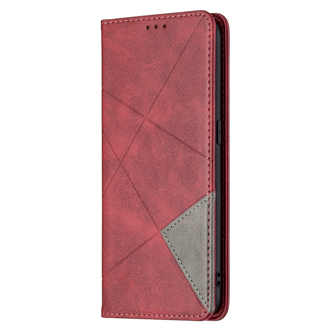 For Oppo Reno5 4G/Reno5 5G/Reno5 K/Find X3 Lite Anti-Drop Rhombus-Like Imprinting Magnetic Absorption Leather Stand Case Shell with Card Holder Design