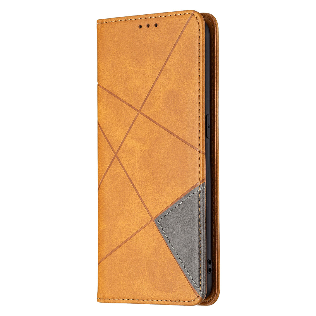 For Oppo Reno5 4G/Reno5 5G/Reno5 K/Find X3 Lite Anti-Drop Rhombus-Like Imprinting Magnetic Absorption Leather Stand Case Shell with Card Holder Design