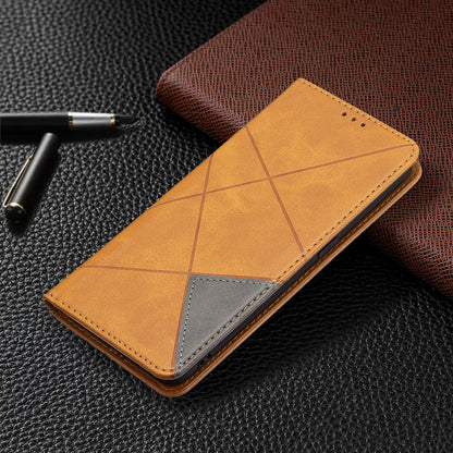 For Oppo Reno5 4G/Reno5 5G/Reno5 K/Find X3 Lite Anti-Drop Rhombus-Like Imprinting Magnetic Absorption Leather Stand Case Shell with Card Holder Design