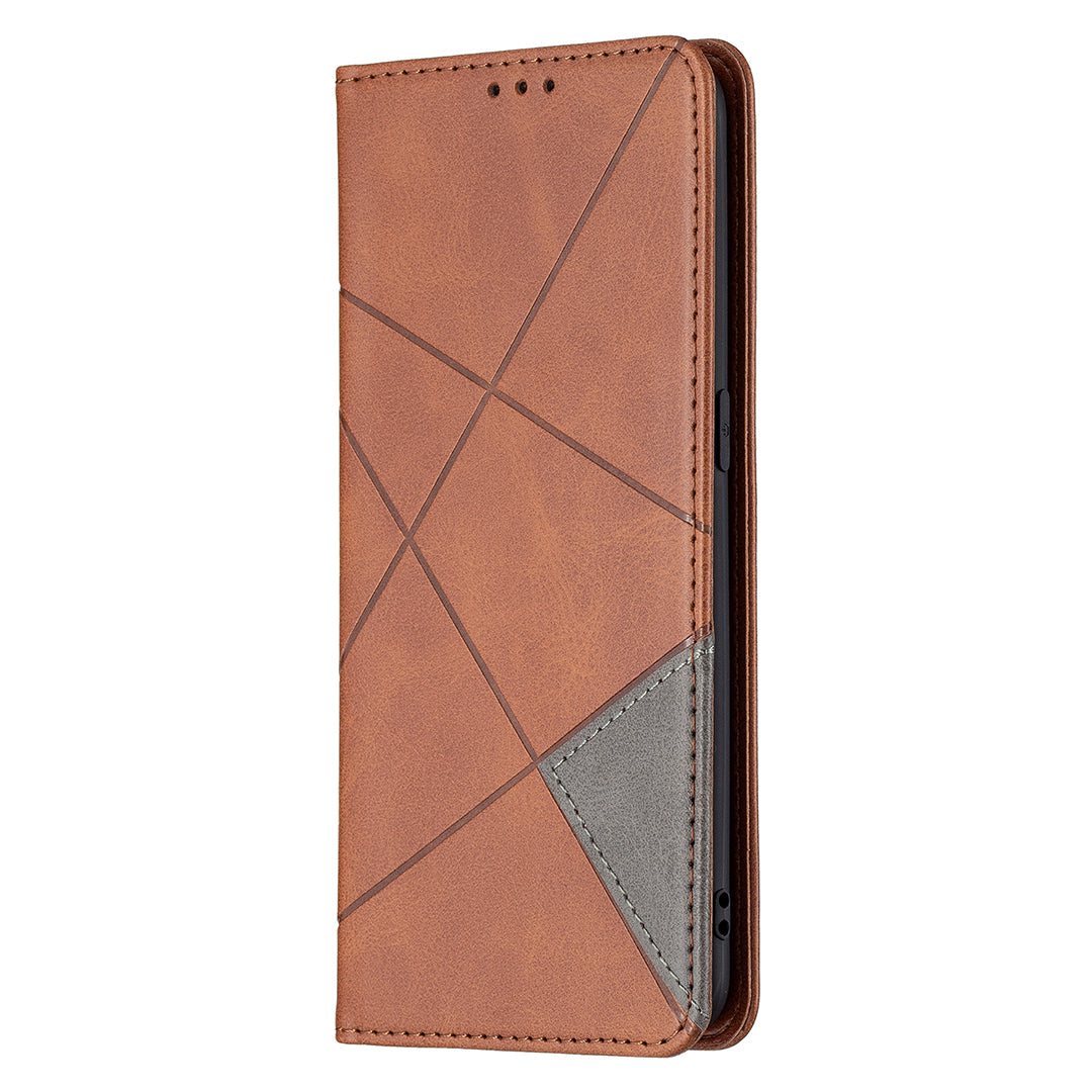 For Oppo Reno5 4G/Reno5 5G/Reno5 K/Find X3 Lite Anti-Drop Rhombus-Like Imprinting Magnetic Absorption Leather Stand Case Shell with Card Holder Design