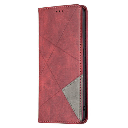 For Oppo A94 5G/F19 Pro+ 5G/A95 5G/Reno5 Z Card Holder Design Strong Magnet Rhombus-Like Imprinting Leather Stand Case Shell