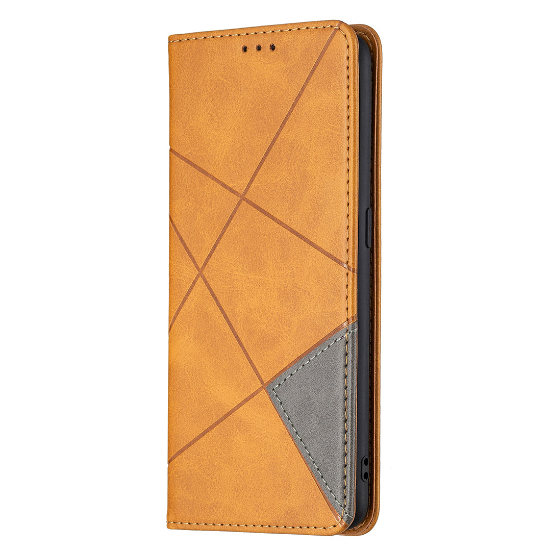 For Oppo A94 5G/F19 Pro+ 5G/A95 5G/Reno5 Z Card Holder Design Strong Magnet Rhombus-Like Imprinting Leather Stand Case Shell