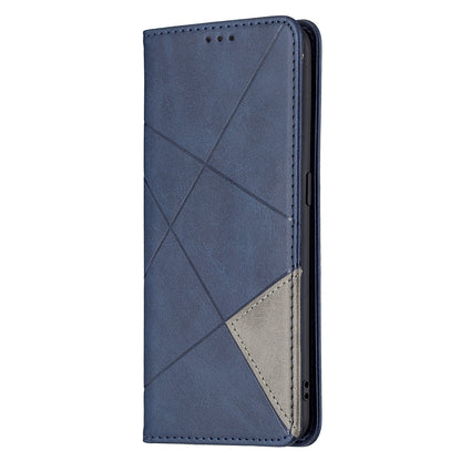 For Oppo A94 5G/F19 Pro+ 5G/A95 5G/Reno5 Z Card Holder Design Strong Magnet Rhombus-Like Imprinting Leather Stand Case Shell