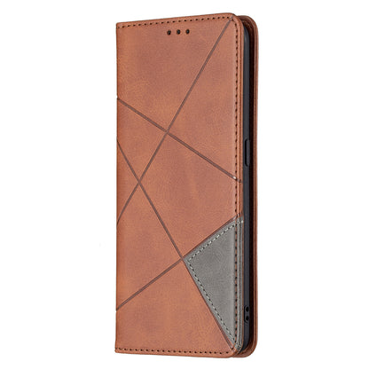 For Oppo A94 5G/F19 Pro+ 5G/A95 5G/Reno5 Z Card Holder Design Strong Magnet Rhombus-Like Imprinting Leather Stand Case Shell