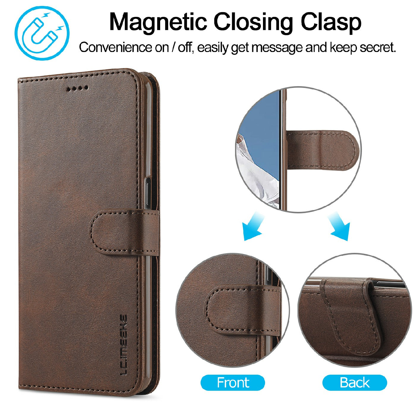 LC.IMEEKE Wallet Design Leather Phone Stand Case Shell for Oppo Reno5 4G/5G / Reno5 K 4G/5G / Find X3 Lite