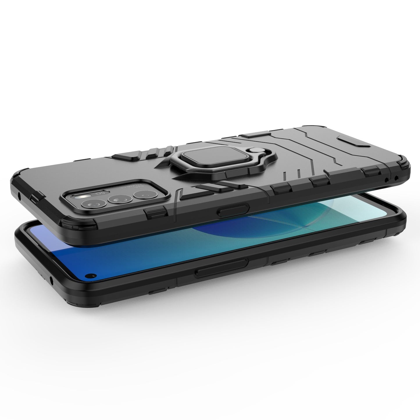 Ring Kickstand Shockproof Dual Layered Hard PC Soft TPU Protective Case for OPPO Reno6 Z