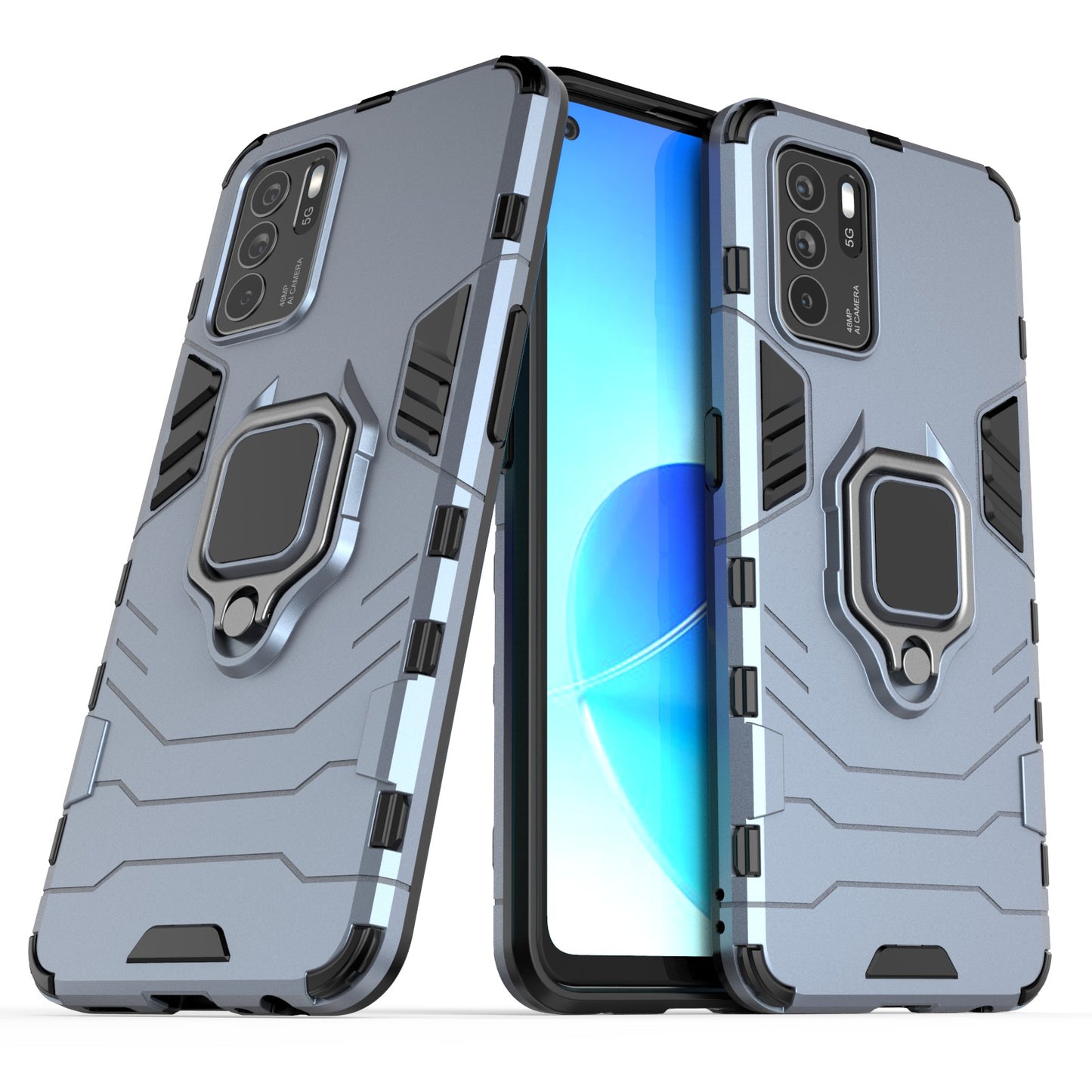 Ring Kickstand Shockproof Dual Layered Hard PC Soft TPU Protective Case for OPPO Reno6 Z