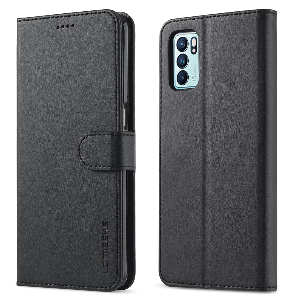 LC.IMEEKE Wallet Stand Design Leather Phone Protective Case Shell for Oppo Reno6 Pro 5G (MediaTek)