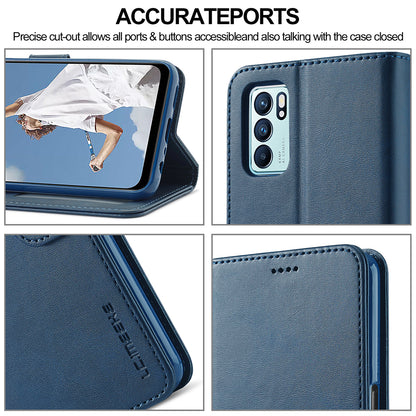 LC.IMEEKE Wallet Stand Design Leather Phone Protective Case Shell for Oppo Reno6 Pro 5G (MediaTek)