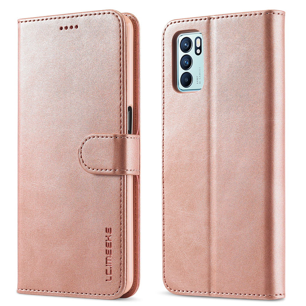 LC.IMEEKE Wallet Stand Design Leather Phone Protective Case Shell for Oppo Reno6 Pro 5G (MediaTek)