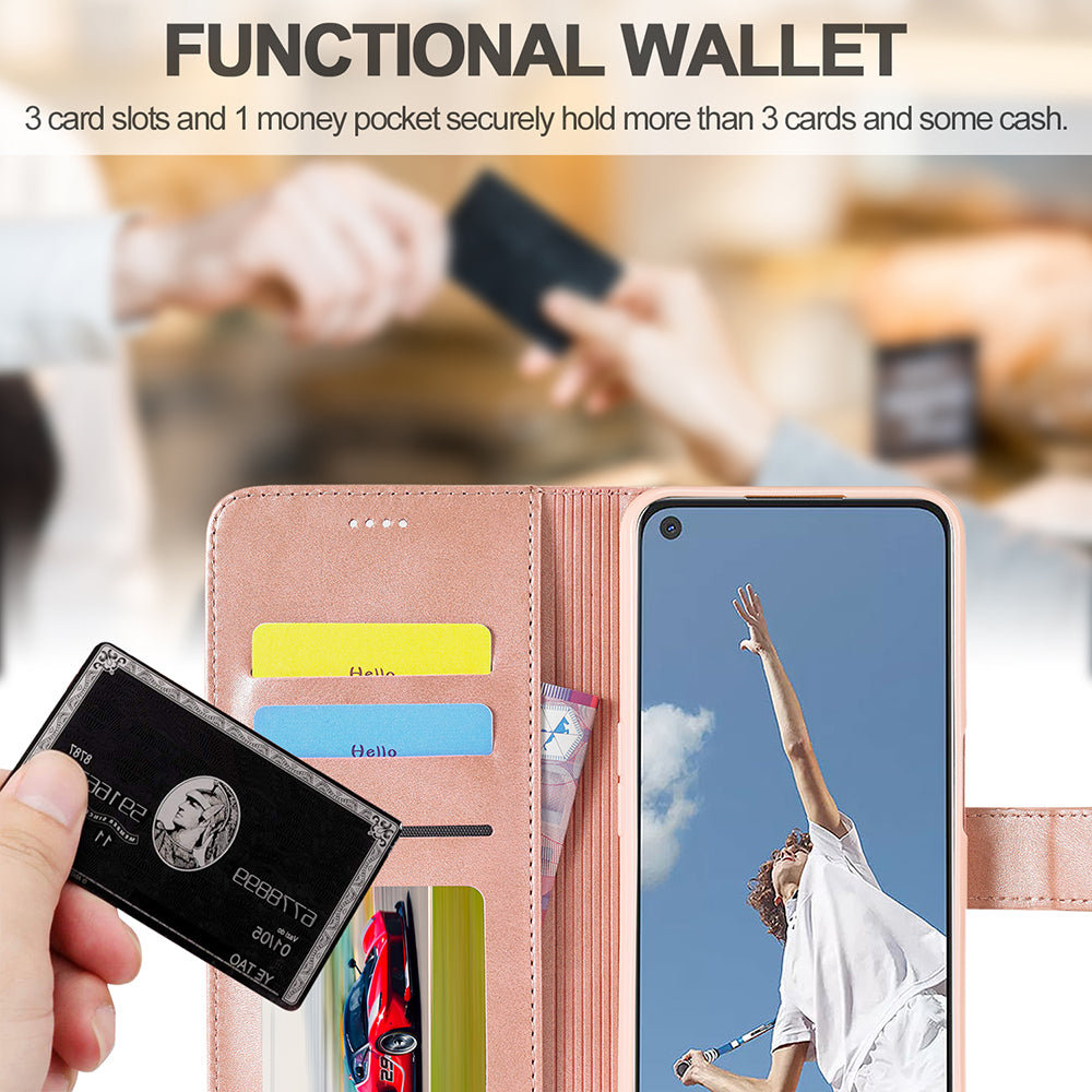 LC.IMEEKE Wallet Stand Design Leather Phone Protective Case Shell for Oppo Reno6 Pro 5G (MediaTek)