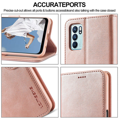 LC.IMEEKE Wallet Stand Design Leather Phone Protective Case Shell for Oppo Reno6 Pro 5G (MediaTek)