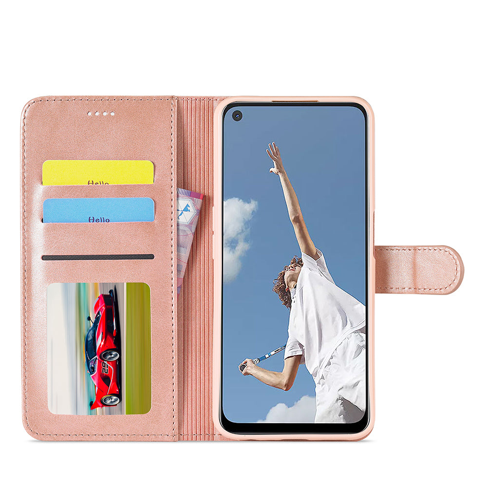 LC.IMEEKE Wallet Stand Design Leather Phone Protective Case Shell for Oppo Reno6 Pro 5G (MediaTek)