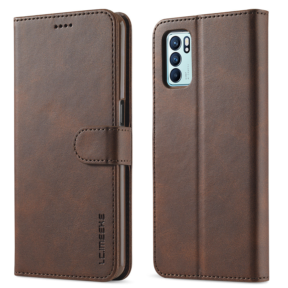 LC.IMEEKE Leather Phone Cover Wallet Stand Case for Oppo Reno6 5G