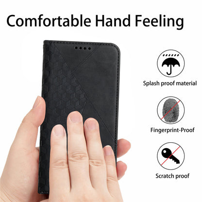 Rhombus Pattern Skin-touch Feeling Auto-absorbed PU Leather Stand Case Cover for Oppo Reno5 5G/ Reno5 4G/Reno5 K/Find X3 Lite