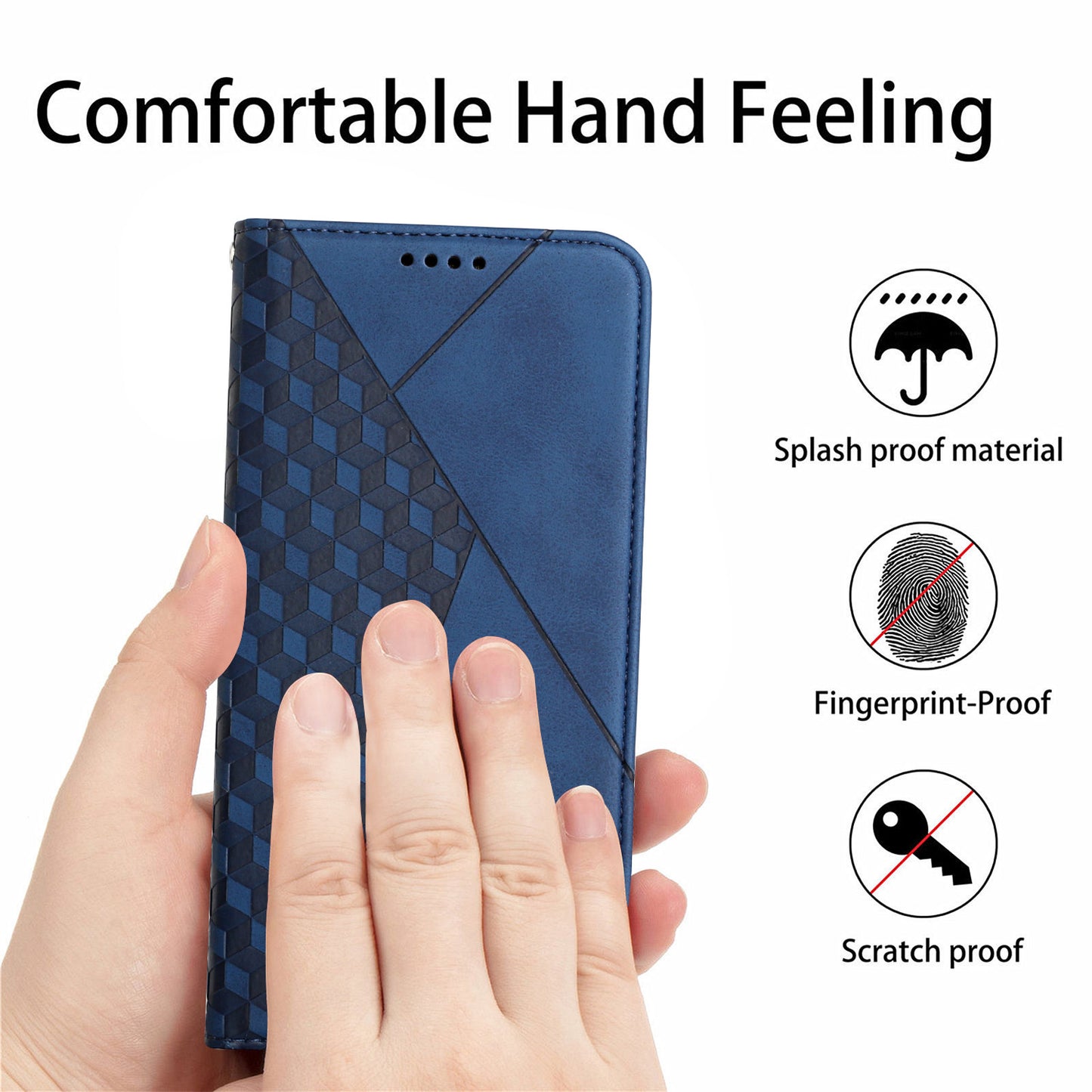 Rhombus Pattern Skin-touch Feeling Auto-absorbed PU Leather Stand Case Cover for Oppo Reno5 5G/ Reno5 4G/Reno5 K/Find X3 Lite