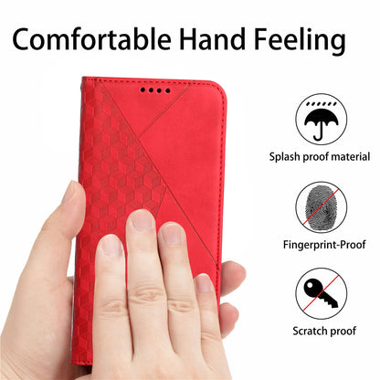 Rhombus Pattern Skin-touch Feeling Auto-absorbed PU Leather Stand Case Cover for Oppo Reno5 5G/ Reno5 4G/Reno5 K/Find X3 Lite