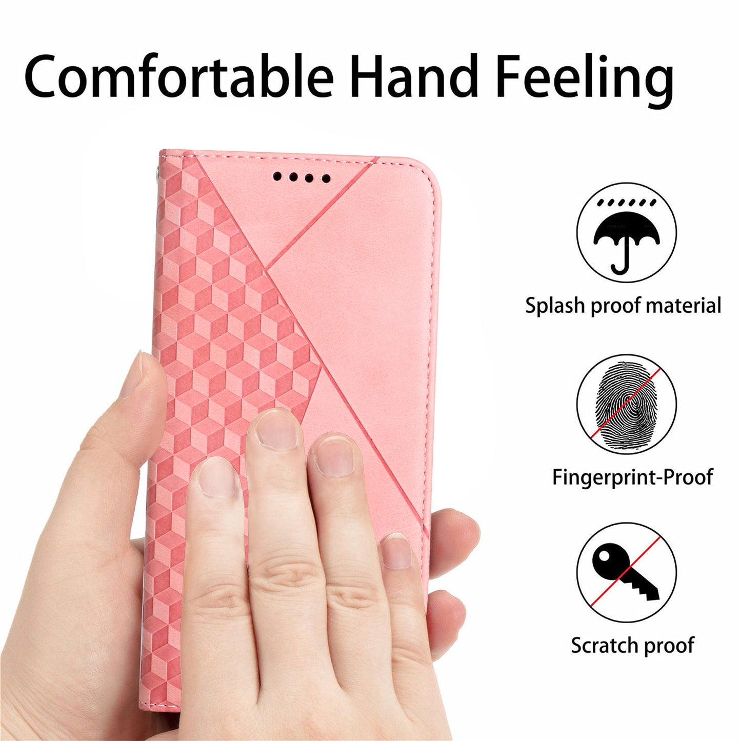 Rhombus Pattern Skin-touch Feeling Auto-absorbed PU Leather Stand Case Cover for Oppo Reno5 5G/ Reno5 4G/Reno5 K/Find X3 Lite