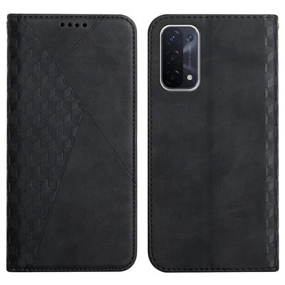 Skin-touch Feel Fall Prevention Geometric Pattern Auto-absorbed Leather Case with Stand Wallet for Oppo A54 5G/A74 5G/A93 5G