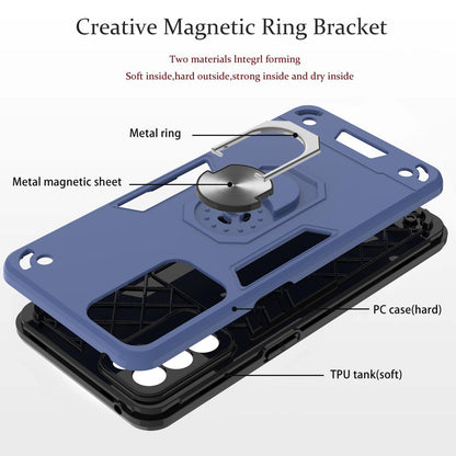 Hybrid Hard PC Soft TPU Shockproof Protective Case with Ring Car Mount Kickstand for Oppo Reno6 5G