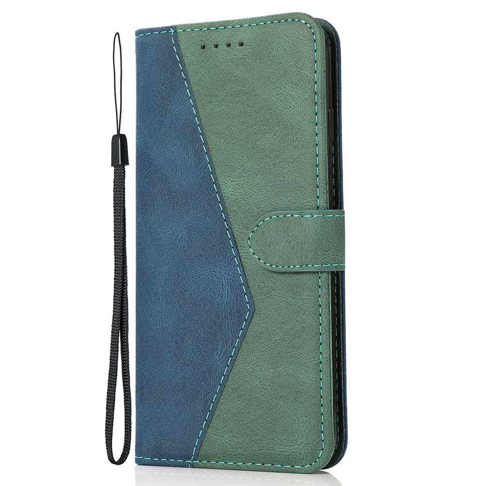 Double Color Premium PU Leather Wallet Stand Magnetic Flip Cover with Strap for Oppo A54 5G / A74 5G / A93 5G