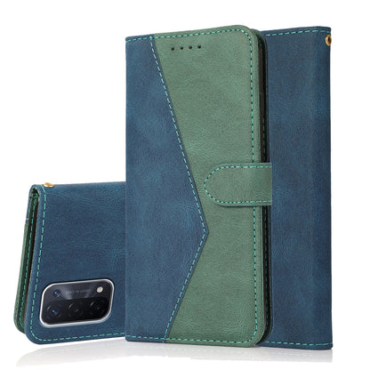 Double Color Premium PU Leather Wallet Stand Magnetic Flip Cover with Strap for Oppo A54 5G / A74 5G / A93 5G