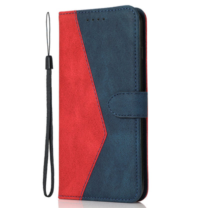 Double Color Premium PU Leather Wallet Stand Magnetic Flip Cover with Strap for Oppo A54 5G / A74 5G / A93 5G