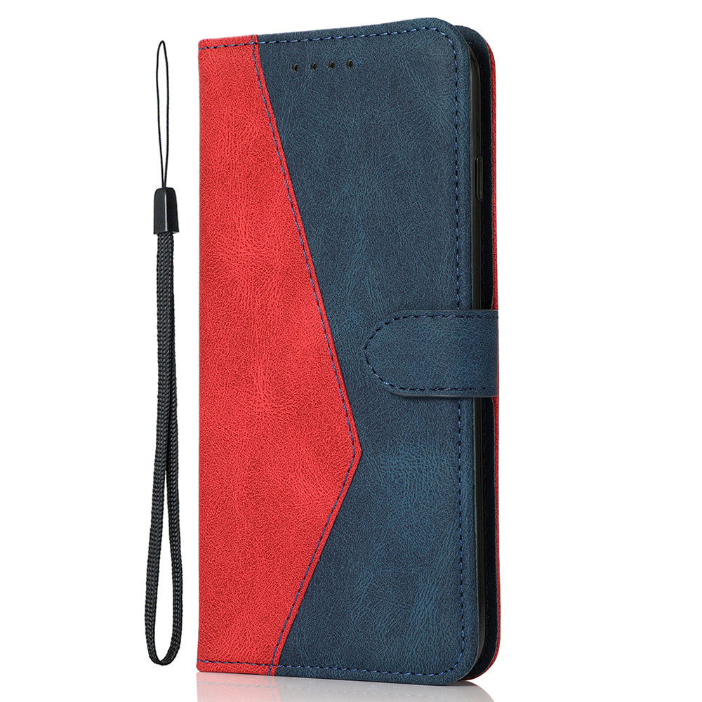 Anti-Fall Anti-Scratch Dual Color Wallet Leather Phone Case with Strap for Oppo A94 5G/A95 5G/F19 Pro+ 5G/Reno5 Z