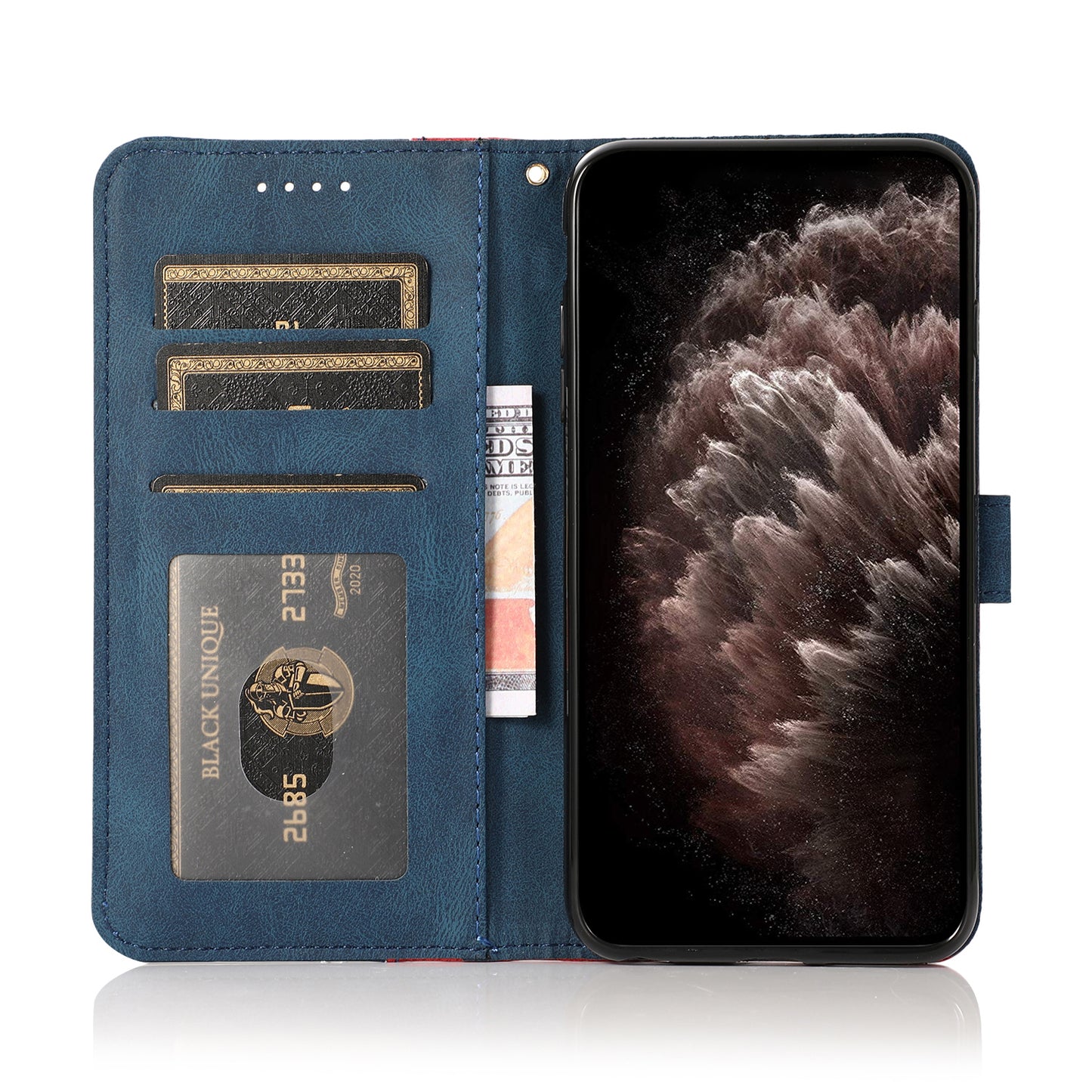 Anti-Fall Anti-Scratch Dual Color Wallet Leather Phone Case with Strap for Oppo A94 5G/A95 5G/F19 Pro+ 5G/Reno5 Z