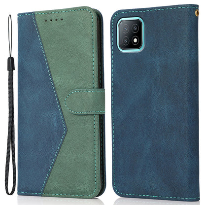 Stylish Anti-Scratch Dual Color Wallet Stand Leather Phone Cover with Strap for Oppo A53 5G