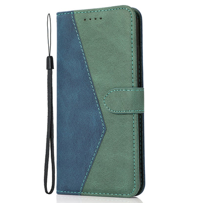 Stylish Anti-Scratch Dual Color Wallet Stand Leather Phone Cover with Strap for Oppo A53 5G