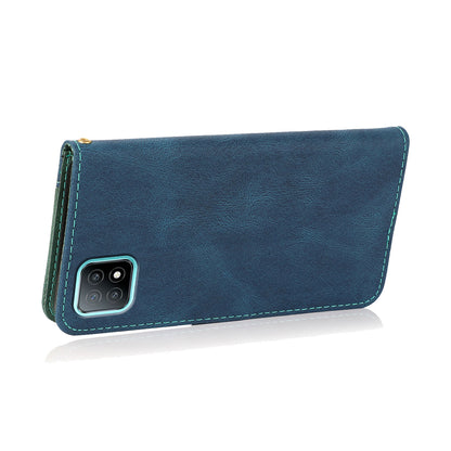 Stylish Anti-Scratch Dual Color Wallet Stand Leather Phone Cover with Strap for Oppo A53 5G