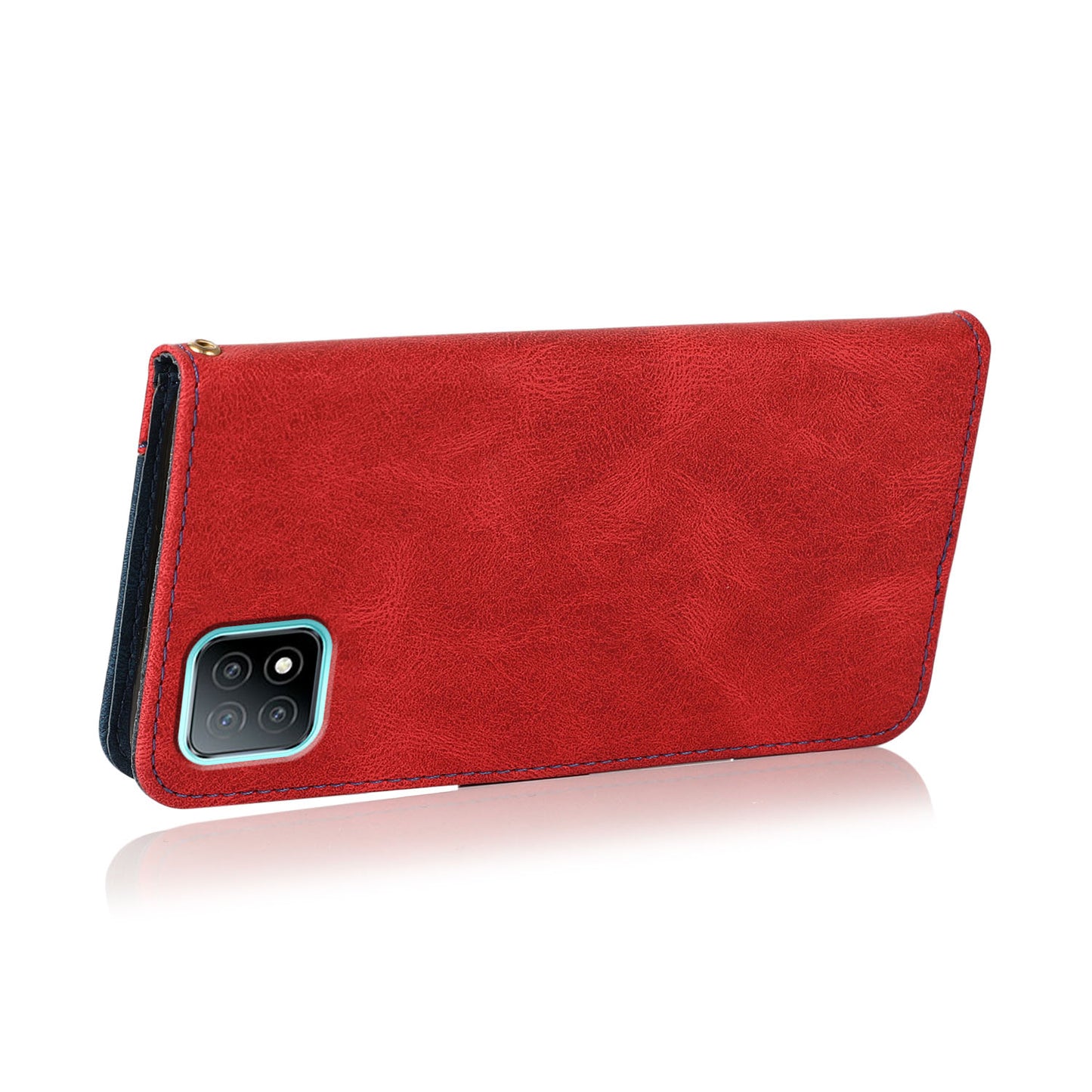 Stylish Anti-Scratch Dual Color Wallet Stand Leather Phone Cover with Strap for Oppo A53 5G