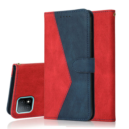 Stylish Anti-Scratch Dual Color Wallet Stand Leather Phone Cover with Strap for Oppo A53 5G