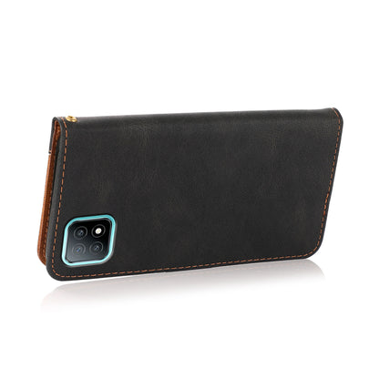 Stylish Anti-Scratch Dual Color Wallet Stand Leather Phone Cover with Strap for Oppo A53 5G