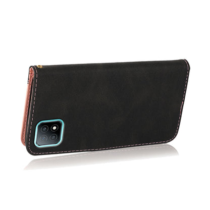 Stylish Anti-Scratch Dual Color Wallet Stand Leather Phone Cover with Strap for Oppo A53 5G