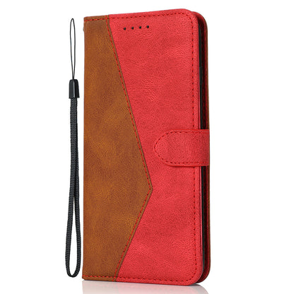 Stylish Anti-Scratch Dual Color Wallet Stand Leather Phone Cover with Strap for Oppo A53 5G