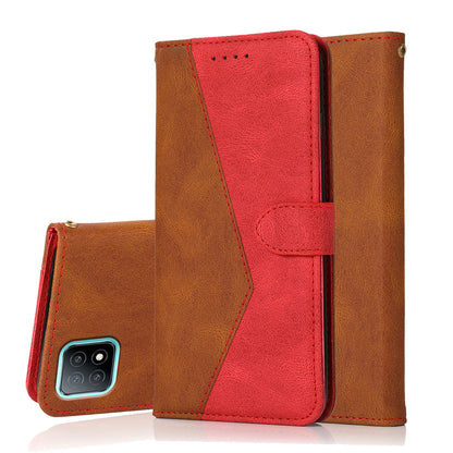 Stylish Anti-Scratch Dual Color Wallet Stand Leather Phone Cover with Strap for Oppo A53 5G