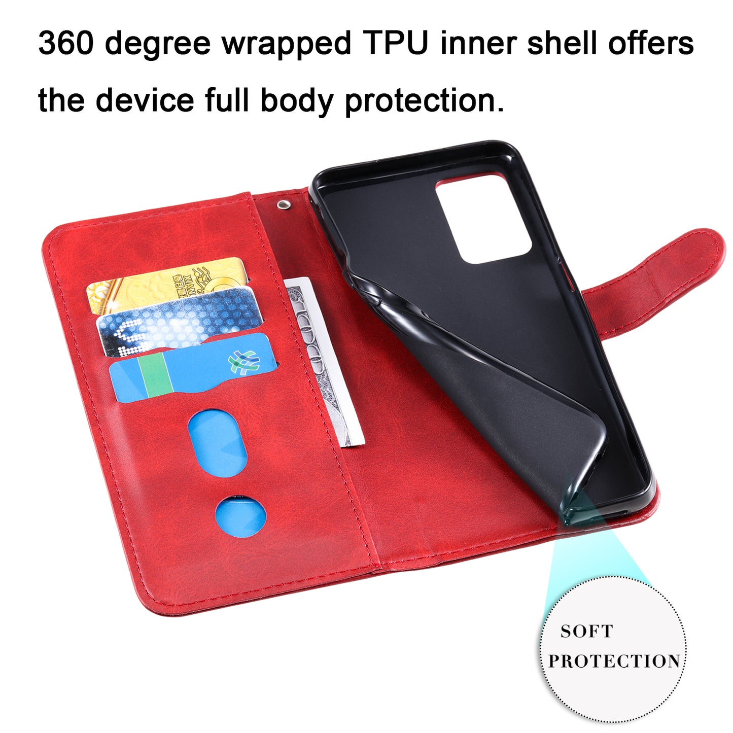 Full Protection Zipper Pocket Leather Case Mobile Phone Cover for Oppo A16/A16s/A54s/A55 5G/A54 4G