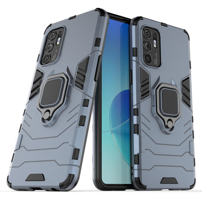 Shockproof Protection Soft TPU Bumper + Hard PC Back Case with Kickstand for Oppo Reno6 4G