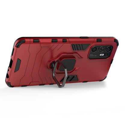 Shockproof Protection Soft TPU Bumper + Hard PC Back Case with Kickstand for Oppo Reno6 4G