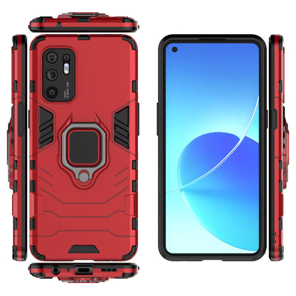 Shockproof Protection Soft TPU Bumper + Hard PC Back Case with Kickstand for Oppo Reno6 4G