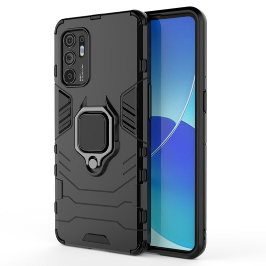 Shockproof Protection Soft TPU Bumper + Hard PC Back Case with Kickstand for Oppo Reno6 4G