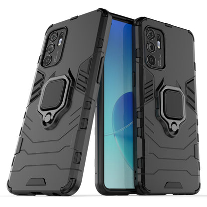 Shockproof Protection Soft TPU Bumper + Hard PC Back Case with Kickstand for Oppo Reno6 4G