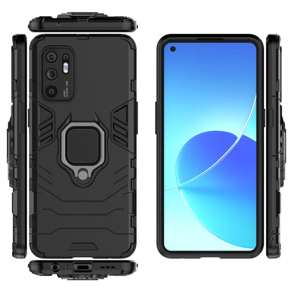 Shockproof Protection Soft TPU Bumper + Hard PC Back Case with Kickstand for Oppo Reno6 4G