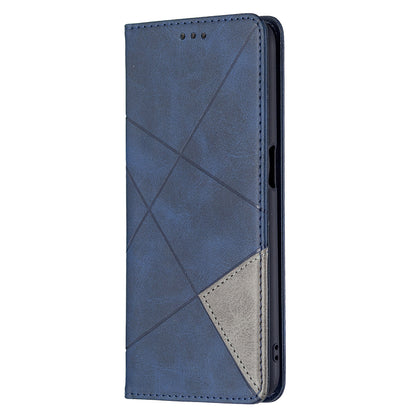 Magnetic Closure Card Holder Vintage Rhombus-Like Imprinting Drop-proof Leather Stand Protective Case for Oppo A16/A16s/A54s