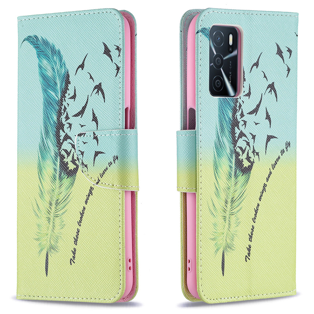 Pattern Printing Premium PU Leather Wallet Stand Flip Protective Cover with Magnetic Closure for Oppo A16/A16s/A54s