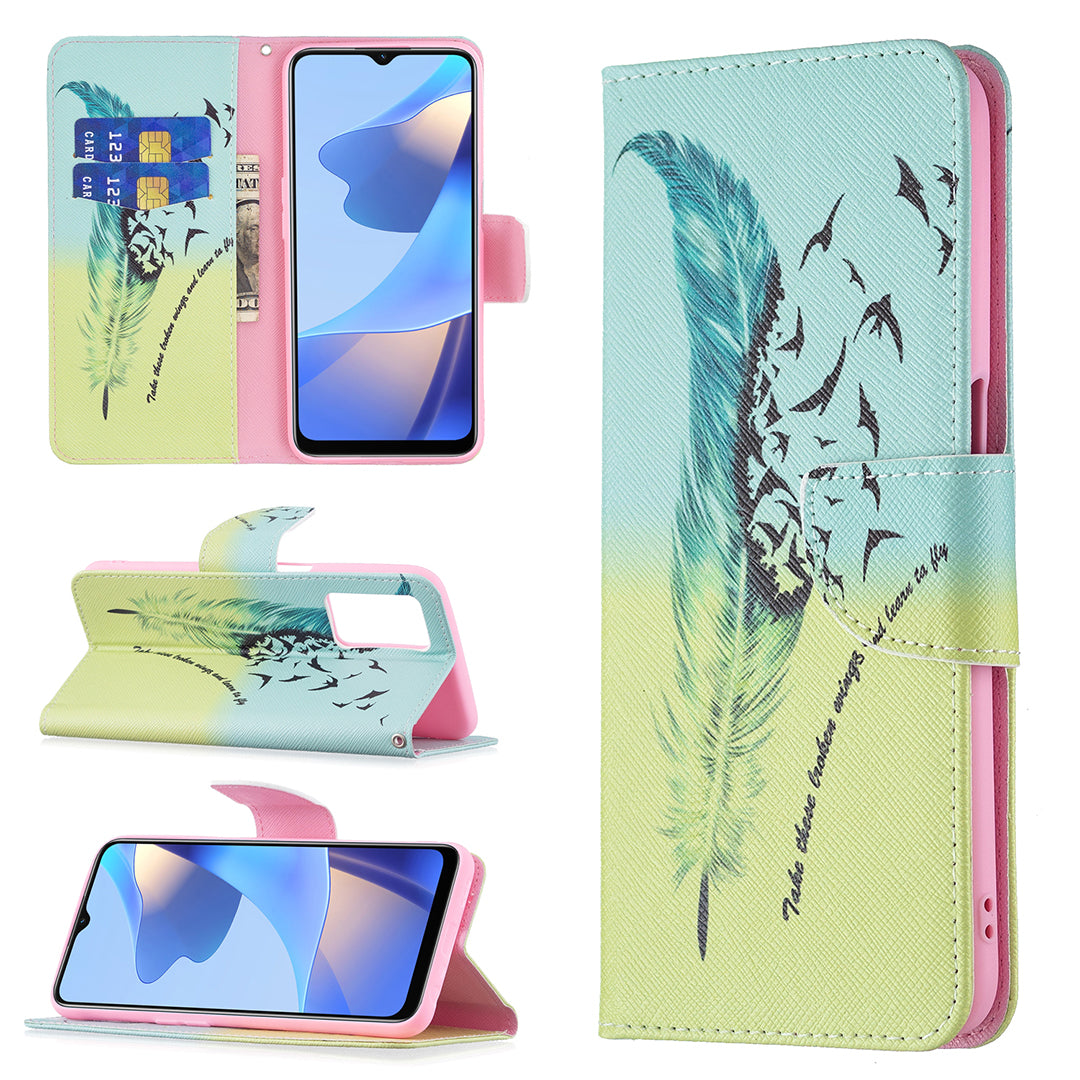 Pattern Printing Premium PU Leather Wallet Stand Flip Protective Cover with Magnetic Closure for Oppo A16/A16s/A54s